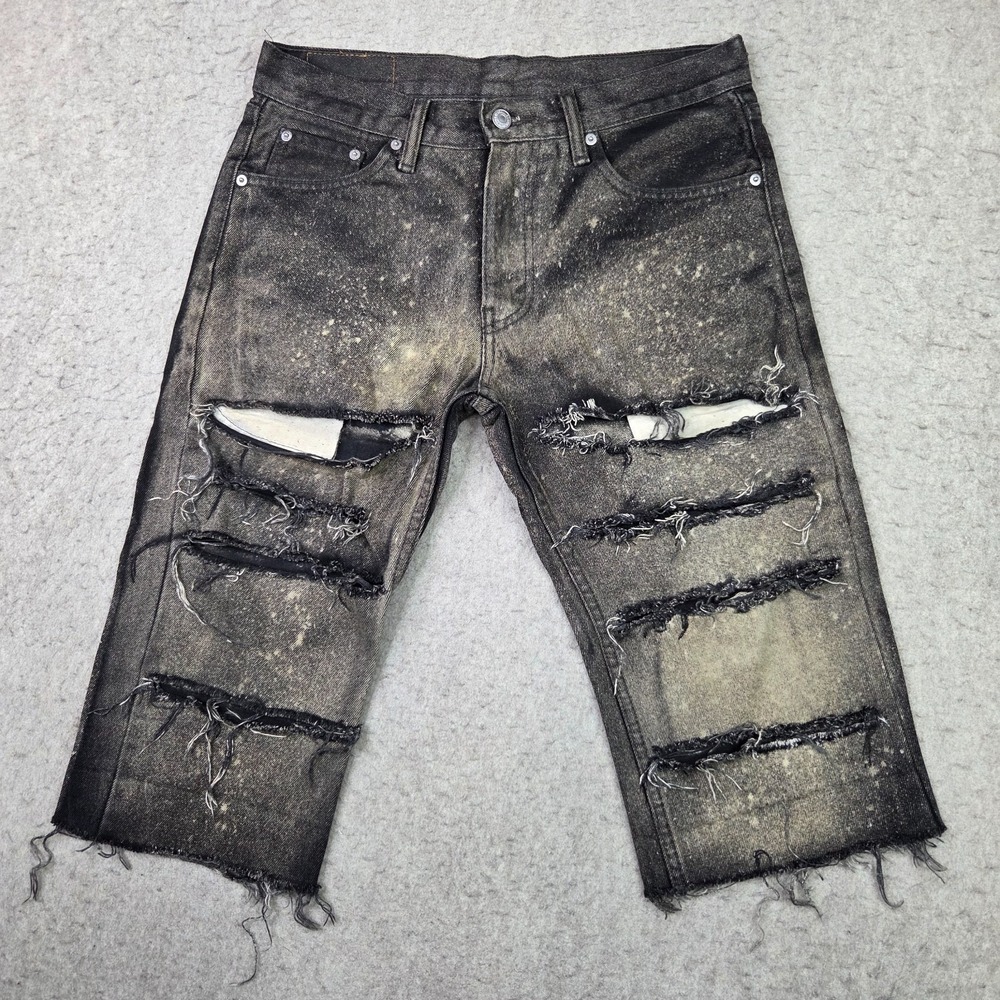 Levis 505 Cut Off Shorts Mens 30 Gray Acid Wash Distressed Raw Hem Y2K‎ Grunge